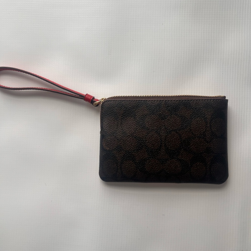 Coach Walnut and Bold Red Zip Wristlet NWT - Picture 4 of 6